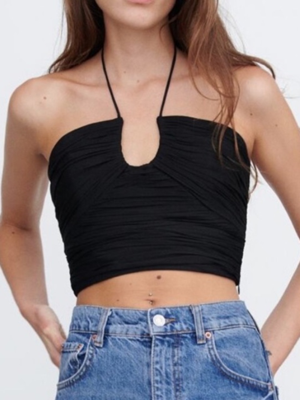 Zara draped halter crop top